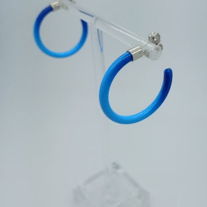 Blauwe oorringen - diameter 3 cm