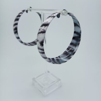 Vintage zebra oorringen - diameter 5 cm